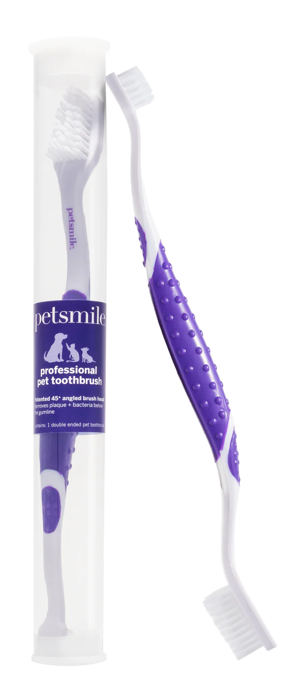 PETSMILE Professional Pet Toothbrush - Patented 45° Dual-Ended Brush Head