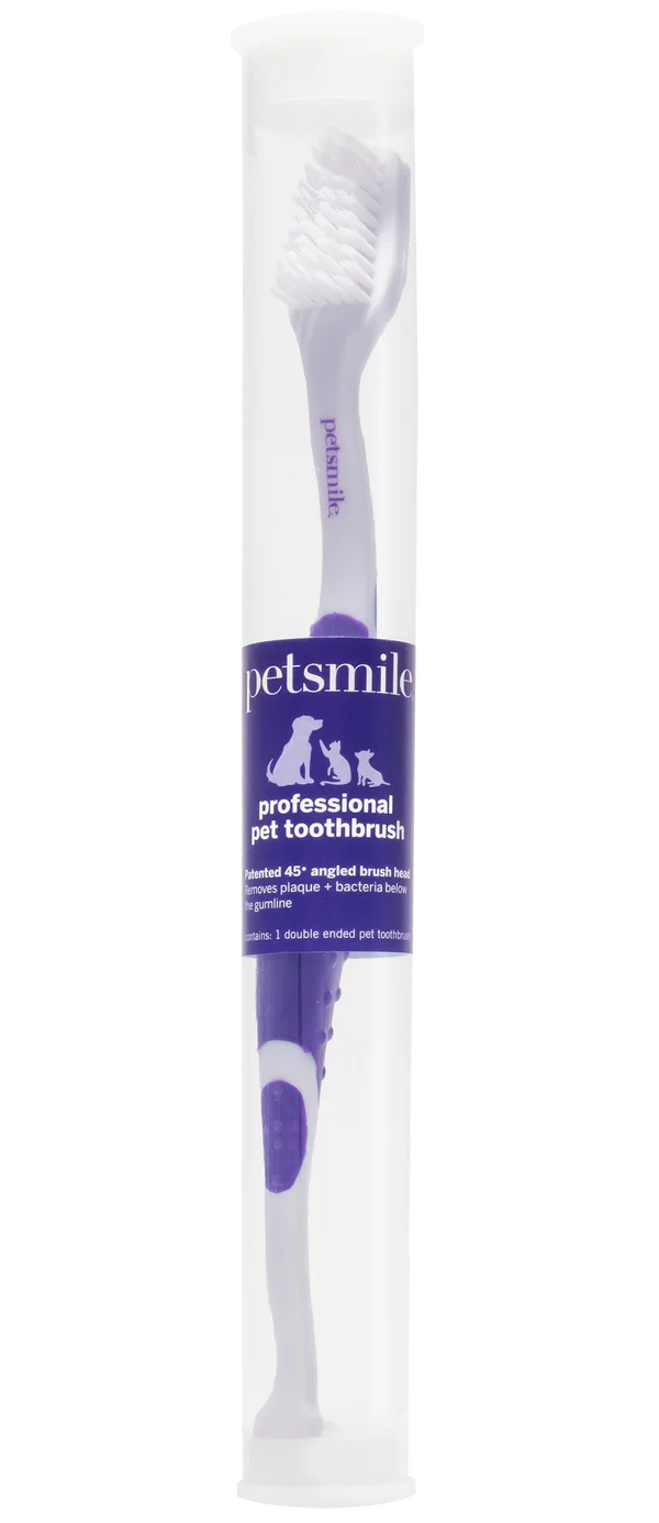 PETSMILE Professional Pet Toothbrush - Patented 45° Dual-Ended Brush Head